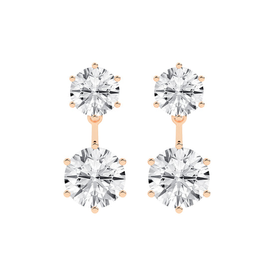 "Twin Star" Dual Diamond Drop Earrings