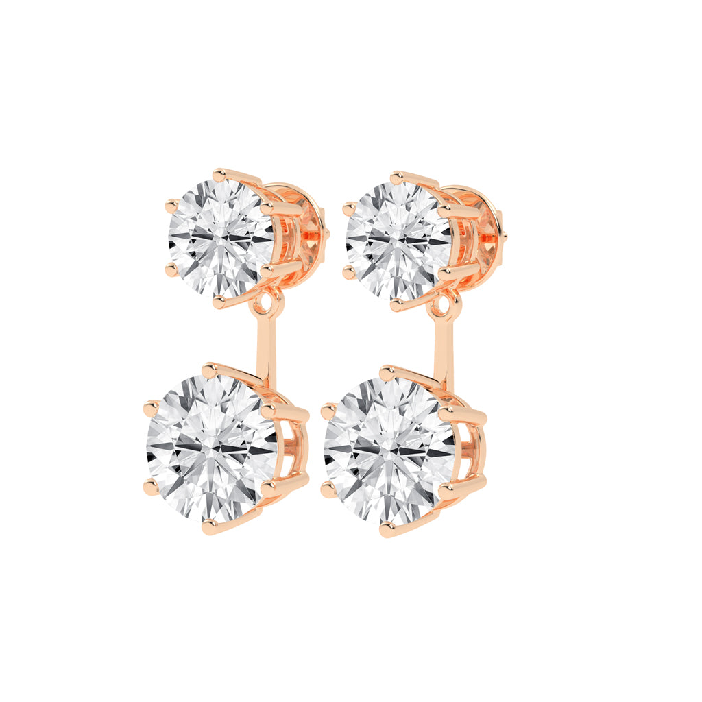 "Twin Star" Dual Diamond Drop Earrings