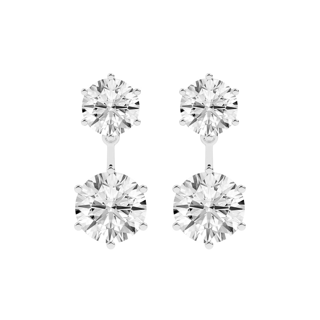 "Twin Star" Dual Diamond Drop Earrings