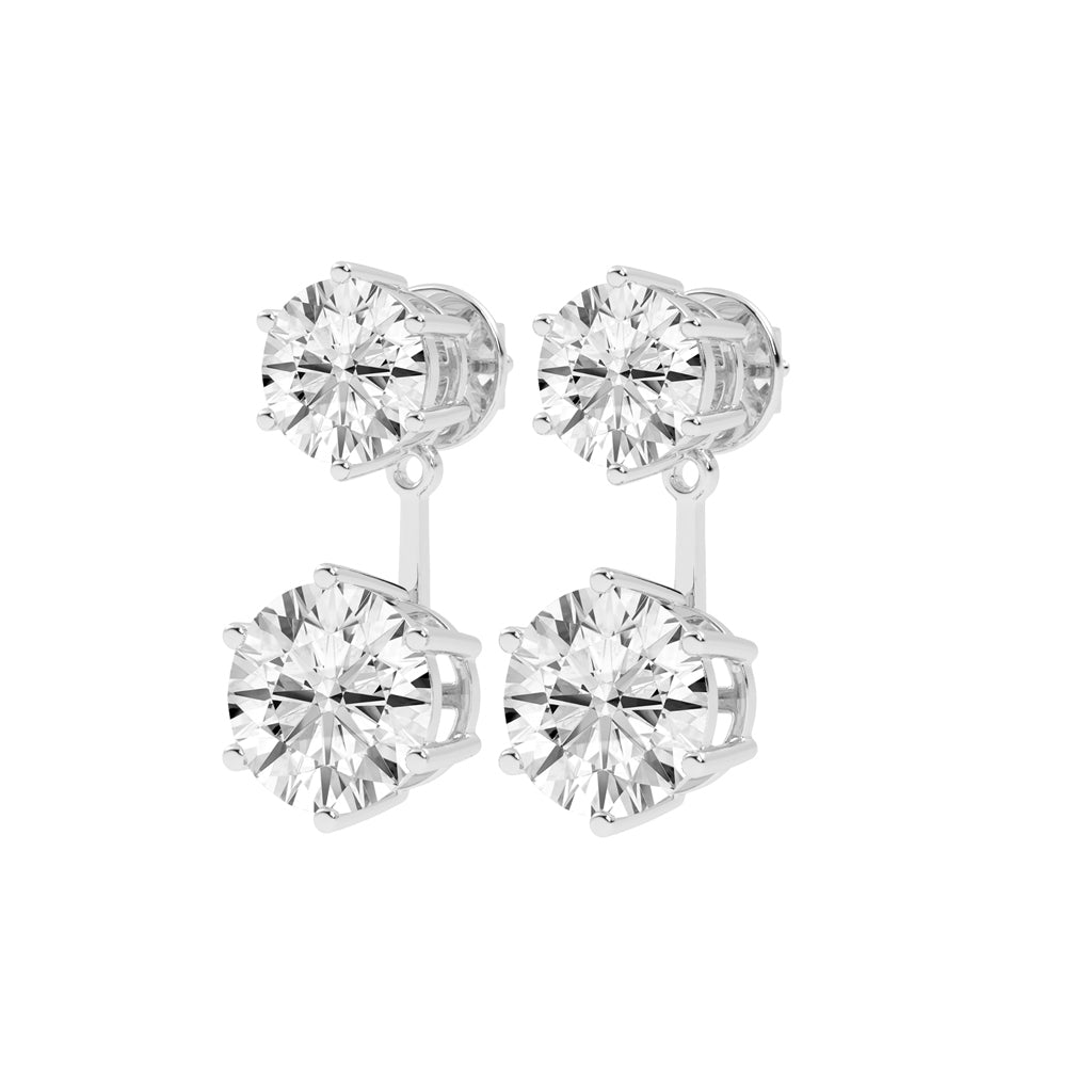 "Twin Star" Dual Diamond Drop Earrings