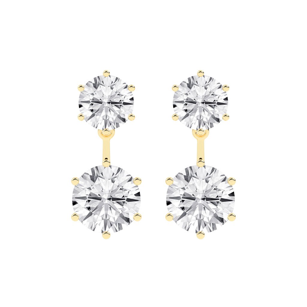 "Twin Star" Dual Diamond Drop Earrings