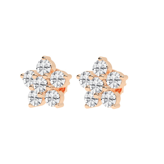 Petal Sparkle Diamond Flower Stud Earrings