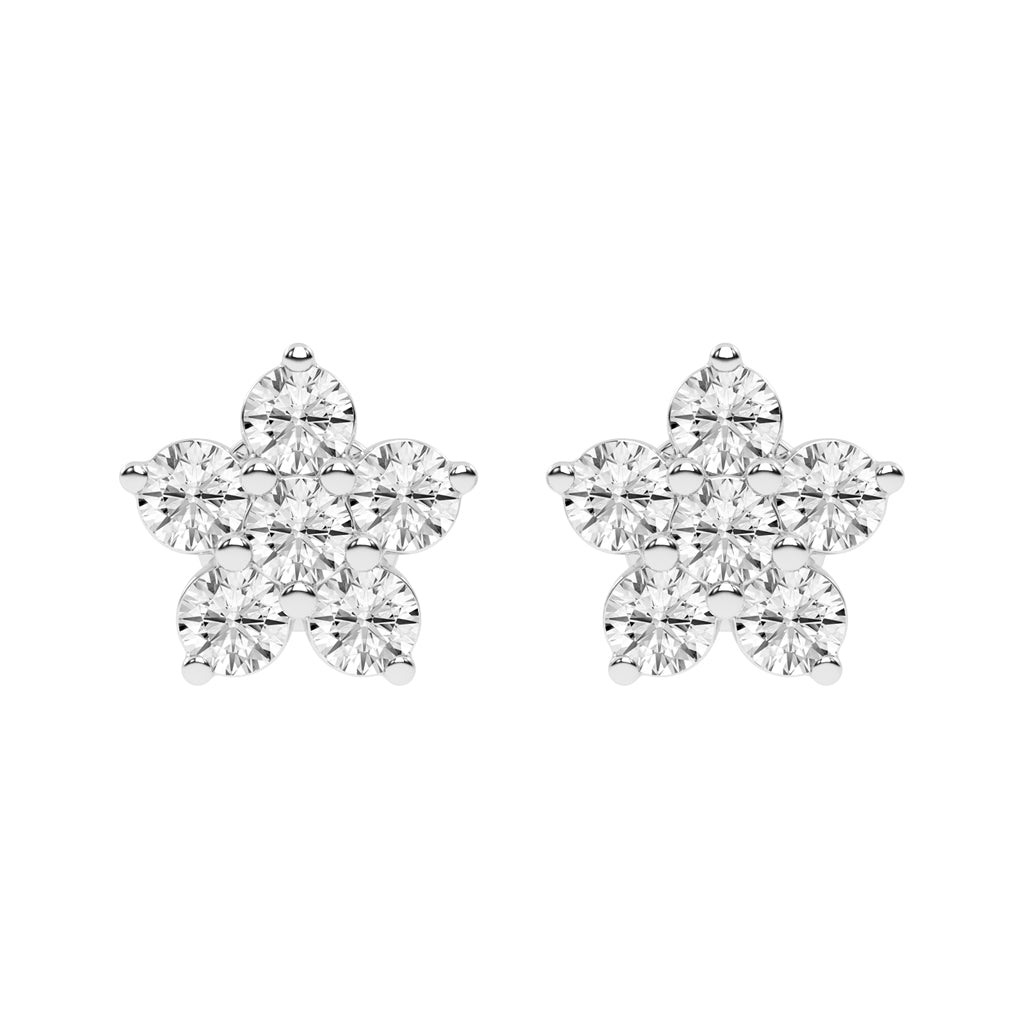 Petal Sparkle Diamond Flower Stud Earrings