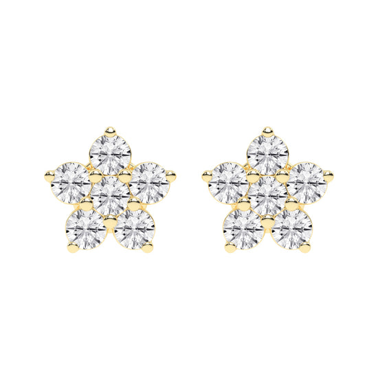 Petal Sparkle Diamond Flower Stud Earrings