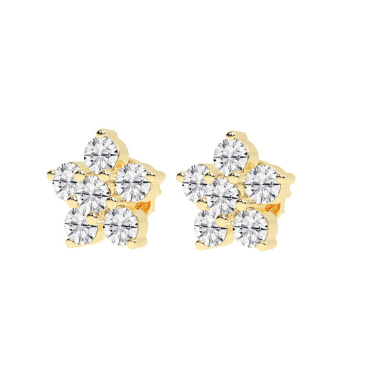 Petal Sparkle Diamond Flower Stud Earrings