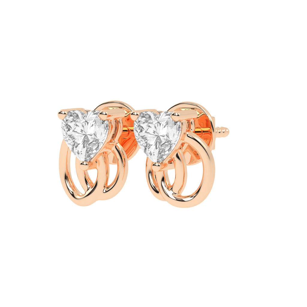 Linked Hearts Diamond Stud Earrings