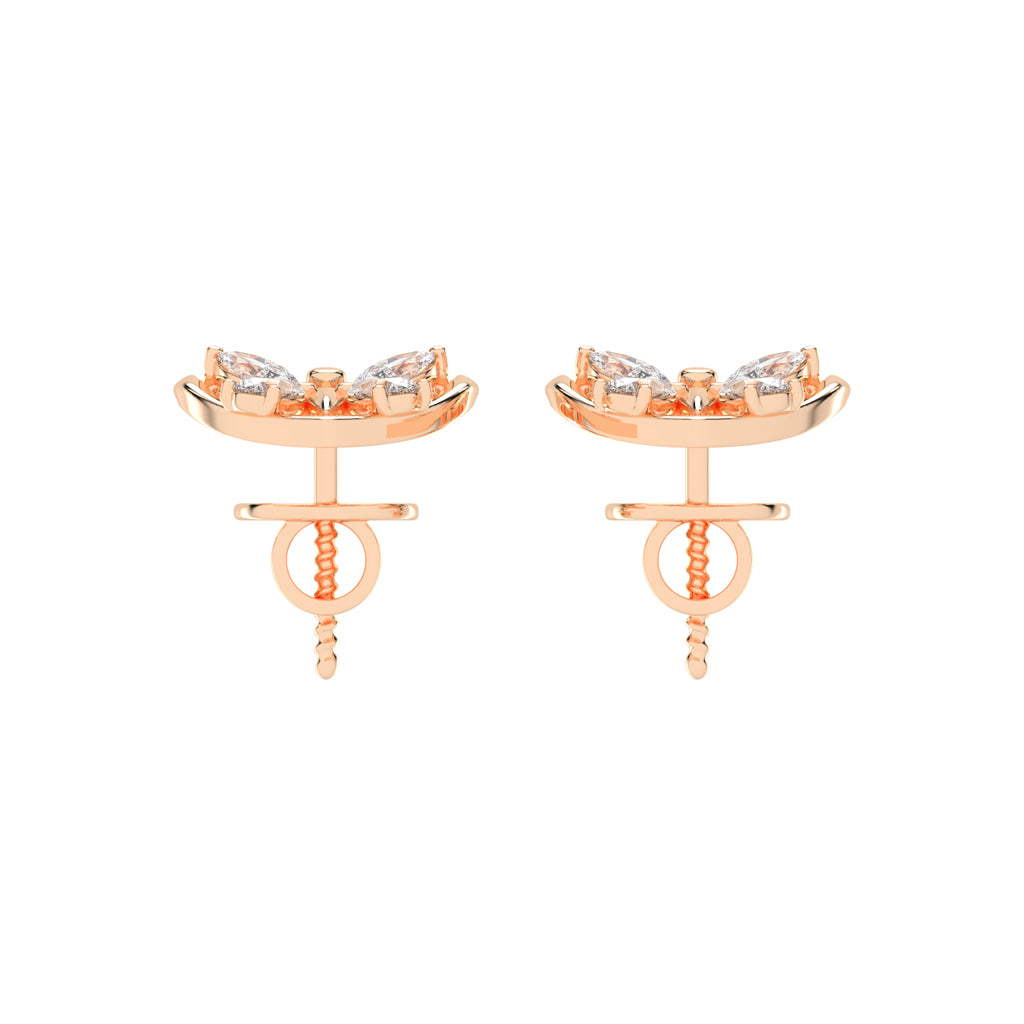 Butterfly Heart Diamond Stud Earrings