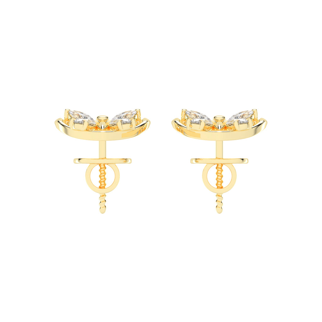 Butterfly Heart Diamond Stud Earrings