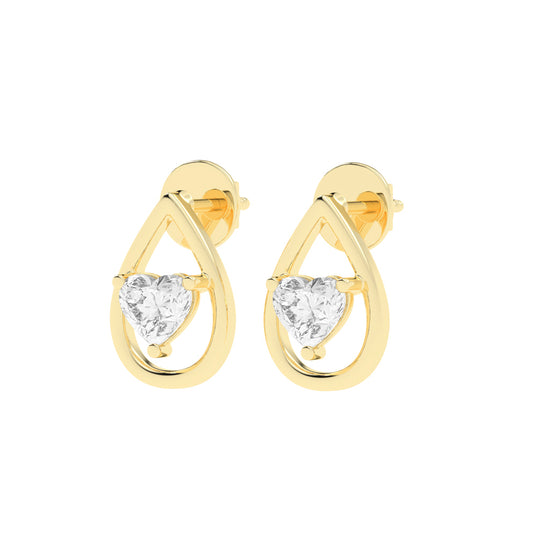 Heart in Teardrop Diamond Stud Earrings