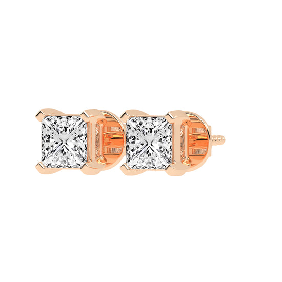 Radiant Square Princess Cut Diamond Stud Earrings