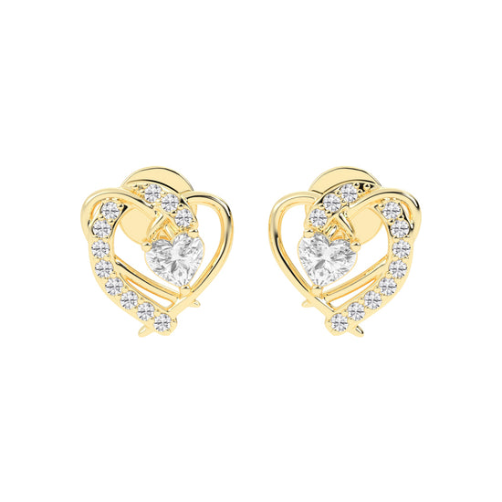 Entwined Hearts Diamond Stud Earrings