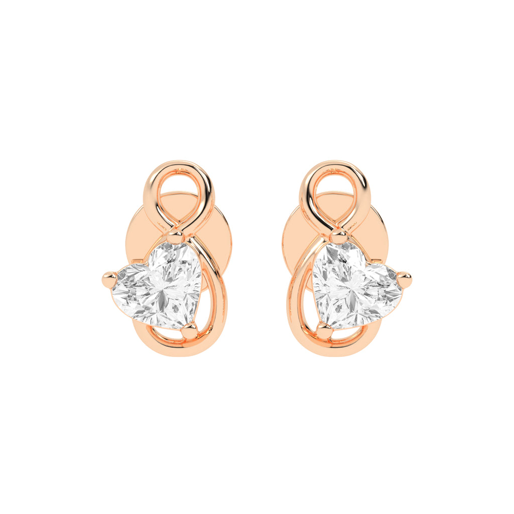 Infinity Heart Diamond Stud Earrings