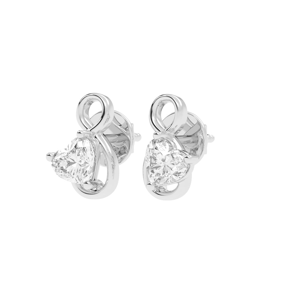 Infinity Heart Diamond Stud Earrings