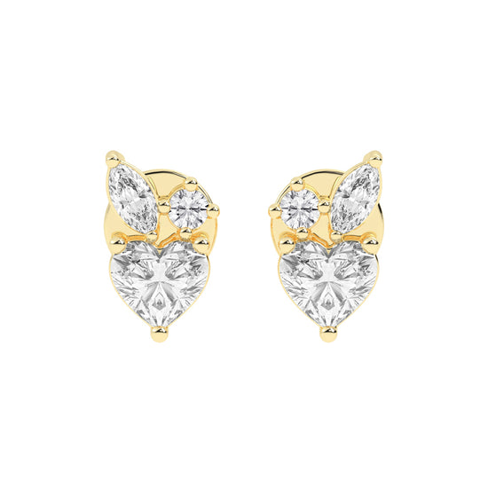 Heartfelt Wings Diamond Cluster Stud Earrings