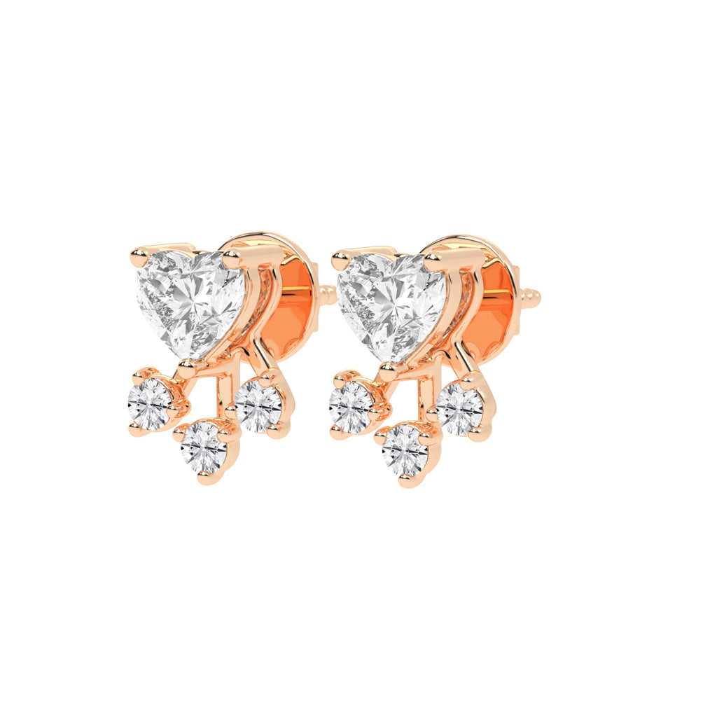 Love's Radiance Heart and Trinity Diamond Studs