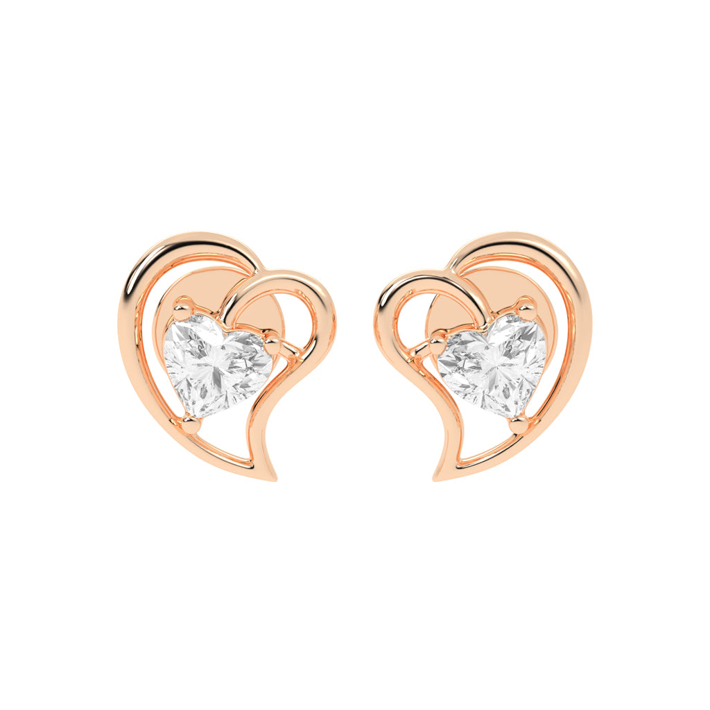 Embracing Heart Diamond Stud Earrings