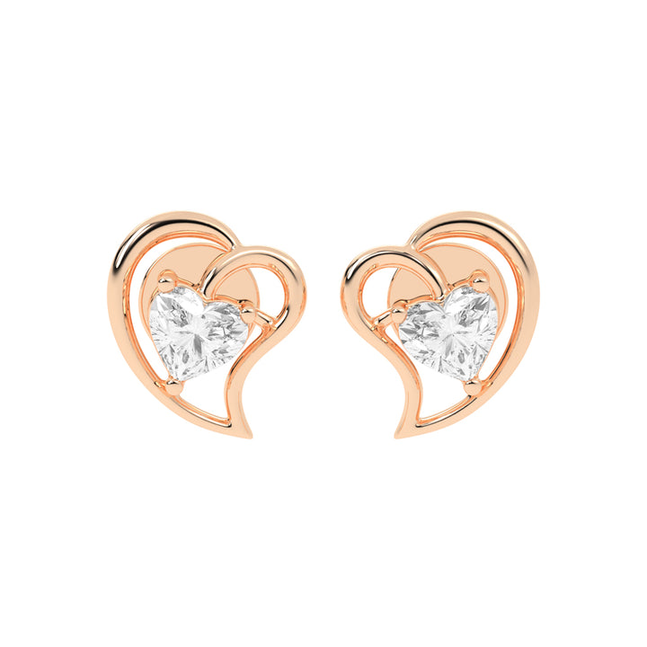 Embracing Heart Diamond Stud Earrings