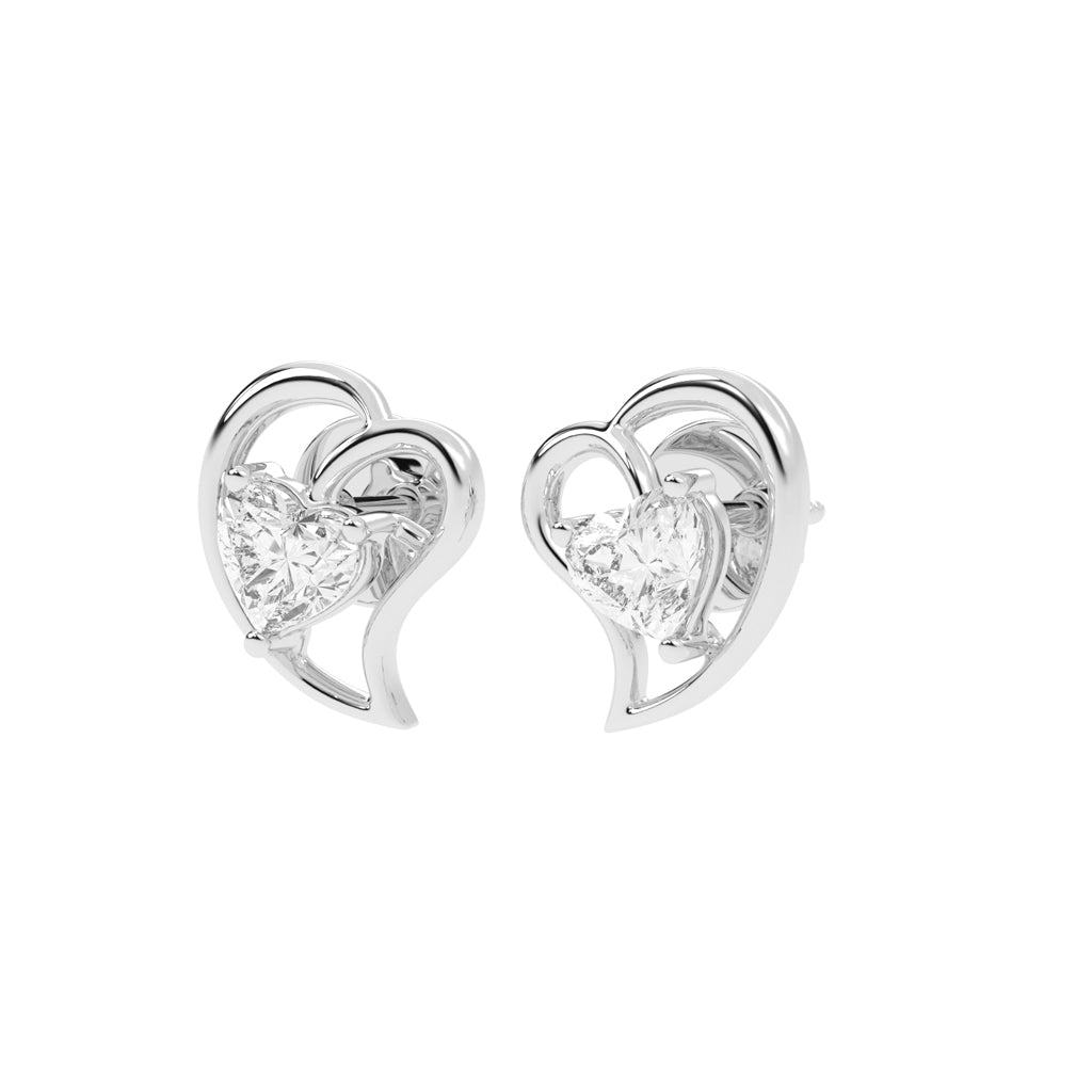 Embracing Heart Diamond Stud Earrings
