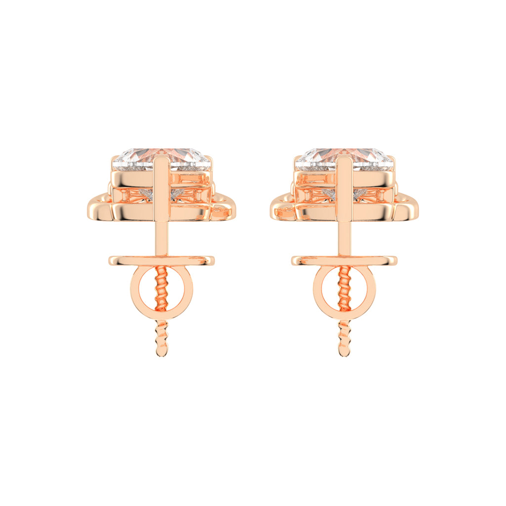 Heart's Scroll Diamond Stud Earrings