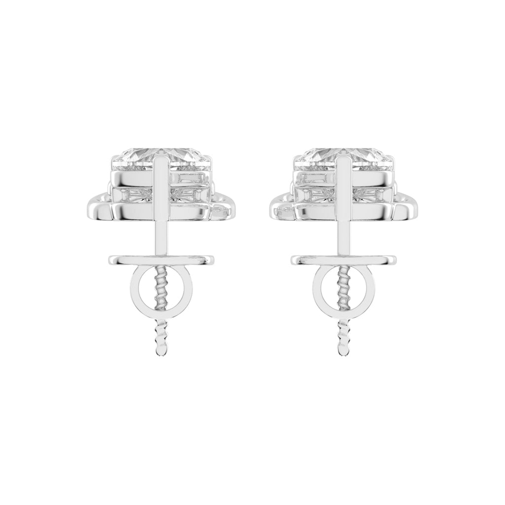 Heart's Scroll Diamond Stud Earrings