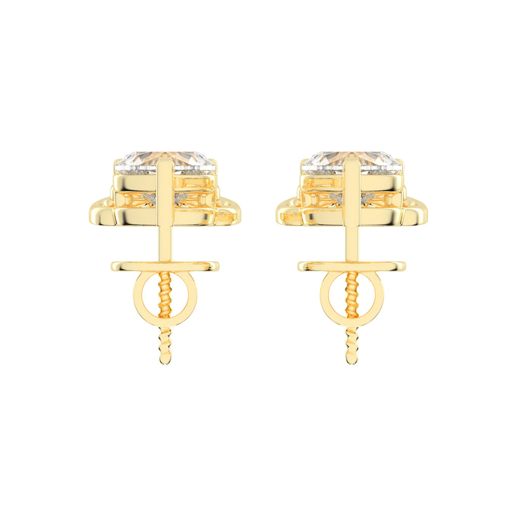 Heart's Scroll Diamond Stud Earrings