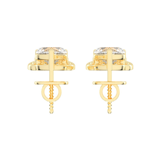 Heart's Scroll Diamond Stud Earrings