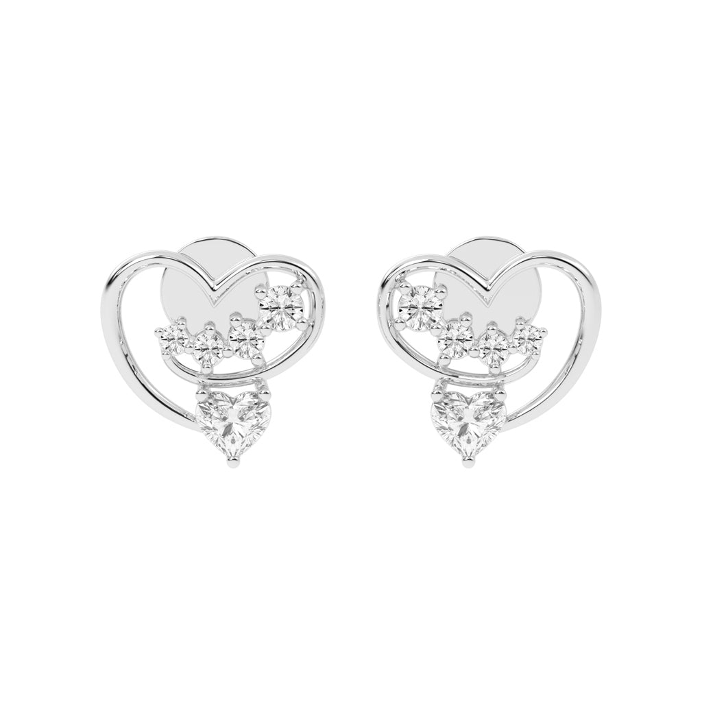 "Love's Canopy" Heart and Diamond Drop Studs