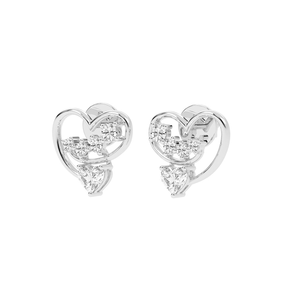 "Love's Canopy" Heart and Diamond Drop Studs