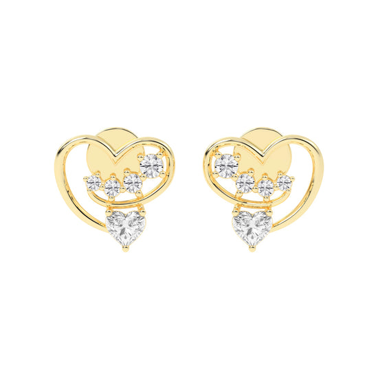 "Love's Canopy" Heart and Diamond Drop Studs