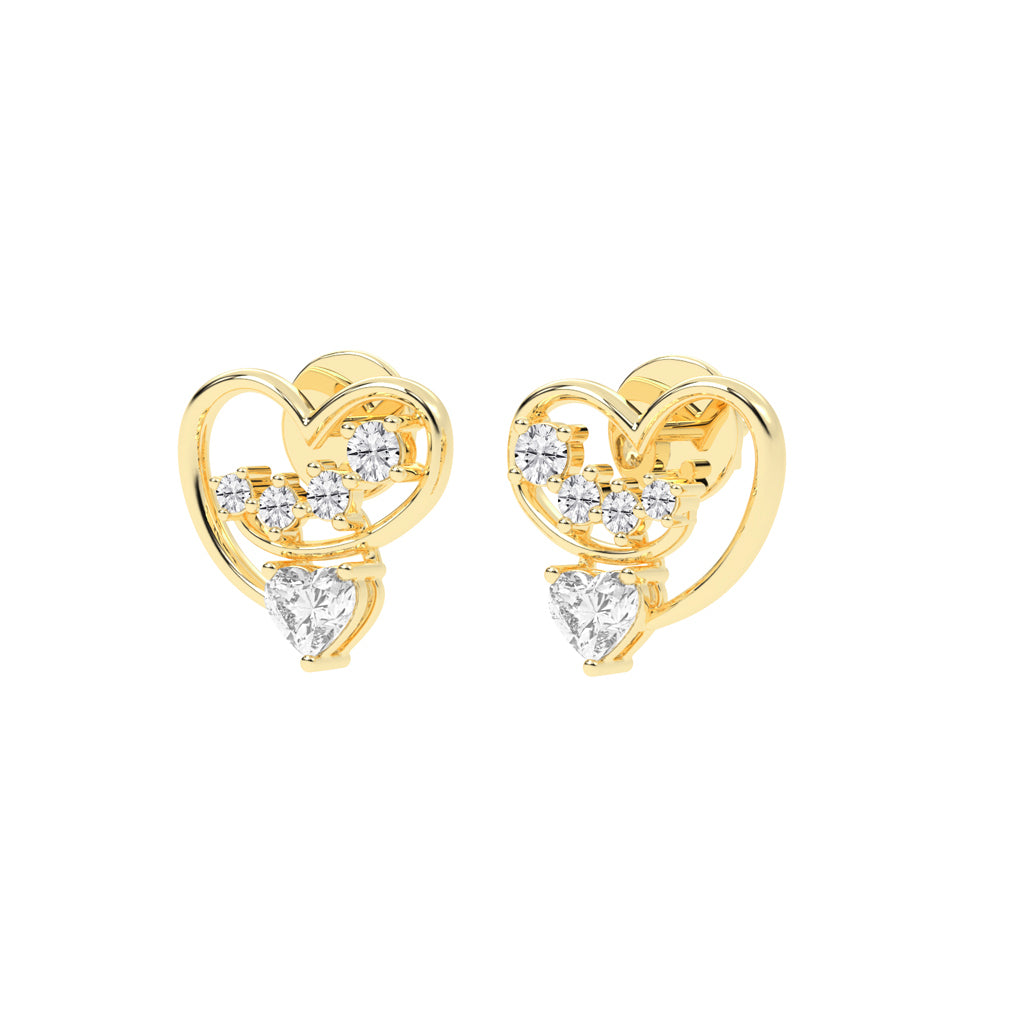 "Love's Canopy" Heart and Diamond Drop Studs
