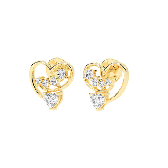 "Love's Canopy" Heart and Diamond Drop Studs