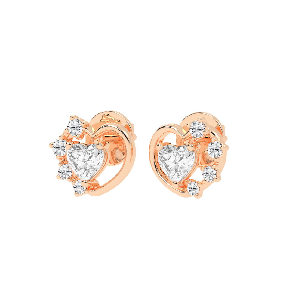 Sparkling Heart Aura Diamond Cluster Earrings