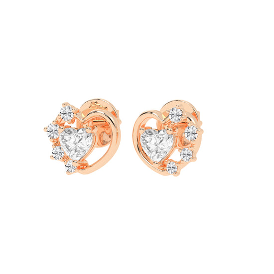 Sparkling Heart Aura Diamond Cluster Earrings