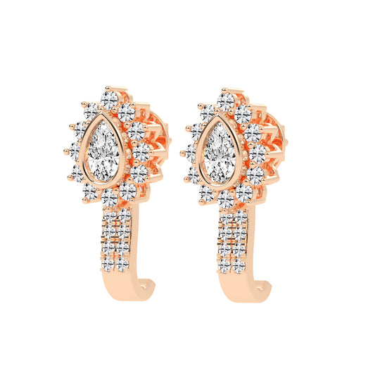Sunburst Tear Pavé Bar Earrings