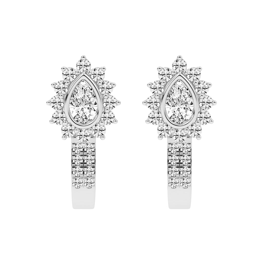Sunburst Tear Pavé Bar Earrings