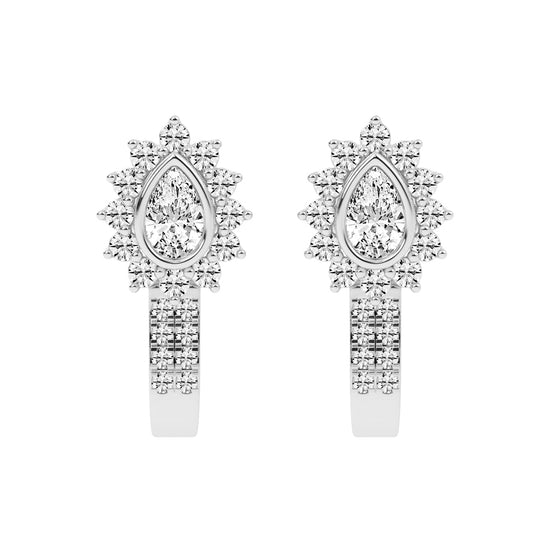 Sunburst Tear Pavé Bar Earrings