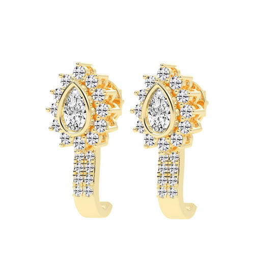 Sunburst Tear Pavé Bar Earrings