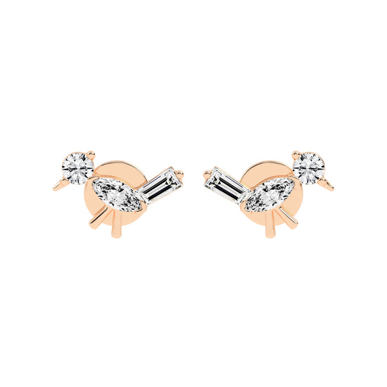 Sculpted Sparkle Trio Lab diamond Studs
