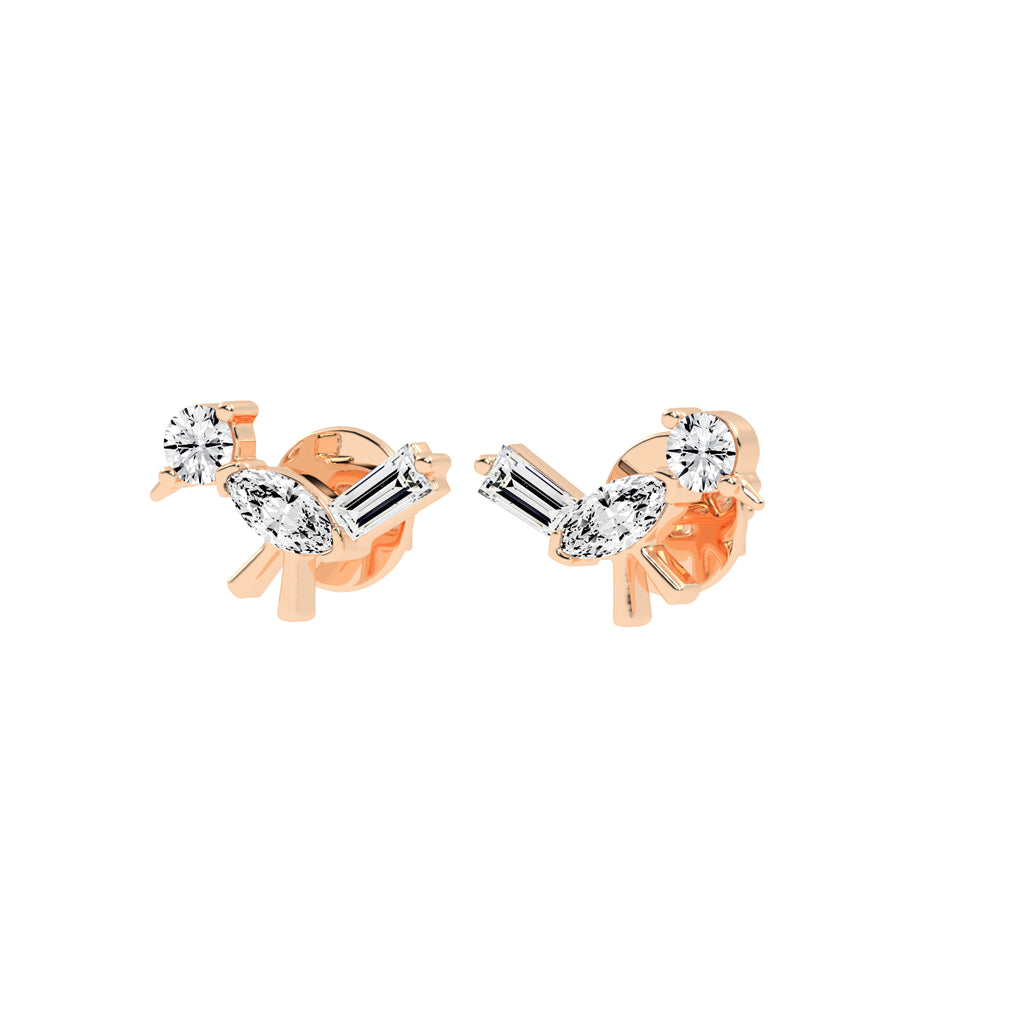 Sculpted Sparkle Trio Lab diamond Studs