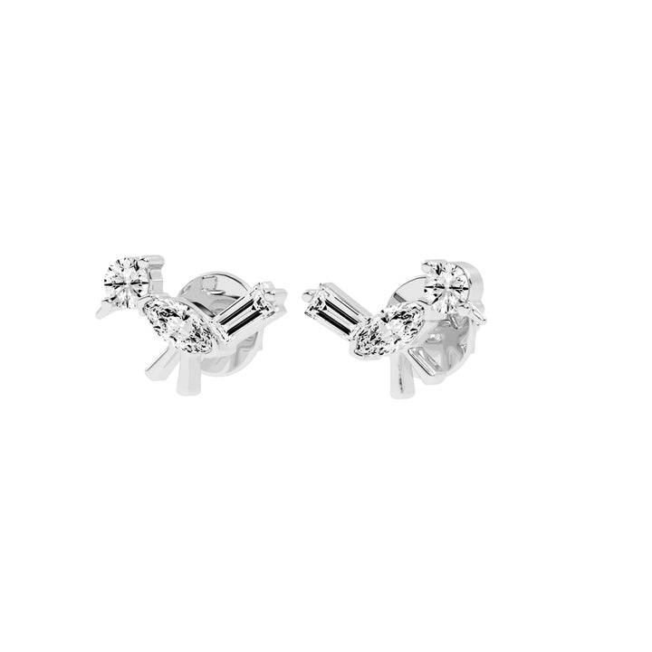 Sculpted Sparkle Trio Lab diamond Studs