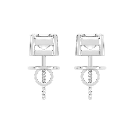 Asscher Shape Yellow Gold Solitaire Studs Earrings