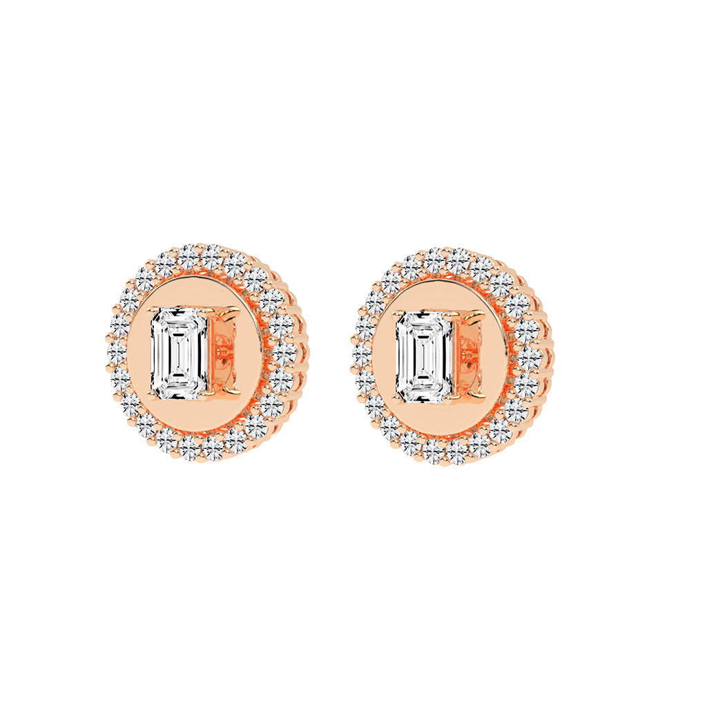 Halo Emerald-Cut Stud Earrings