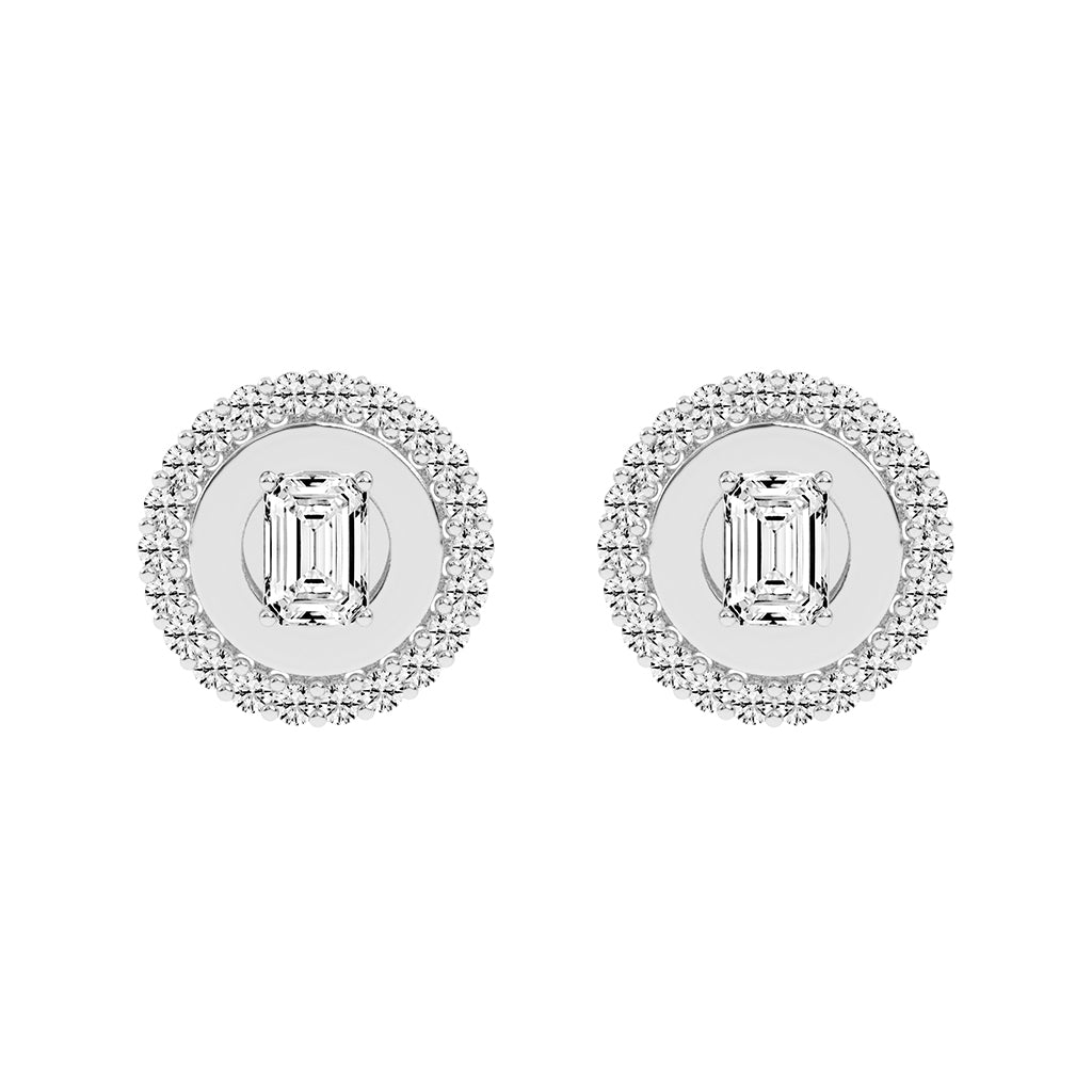 Halo Emerald-Cut Stud Earrings