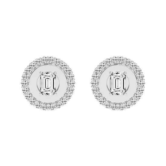 Halo Emerald-Cut Stud Earrings