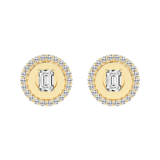 Halo Emerald-Cut Stud Earrings