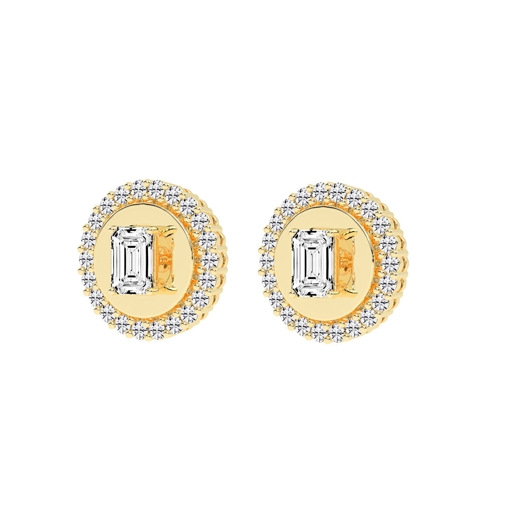 Halo Emerald-Cut Stud Earrings