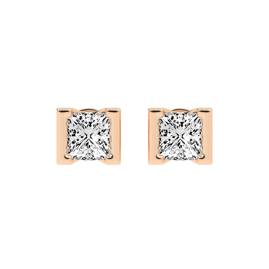 Modern Princess Cut Stud Earrings