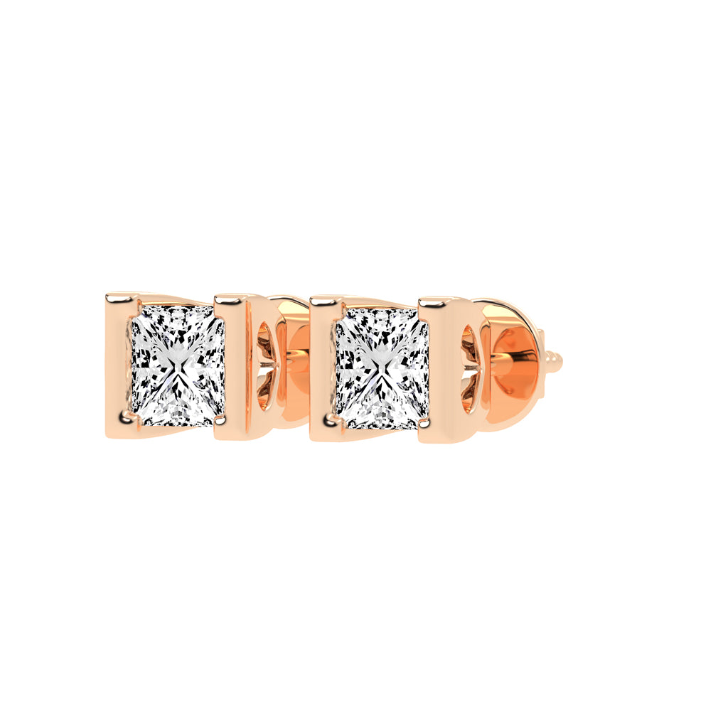 Modern Princess Cut Stud Earrings