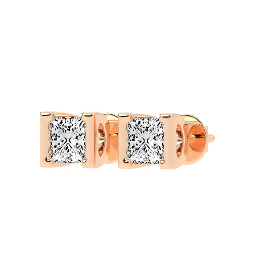 Modern Princess Cut Stud Earrings