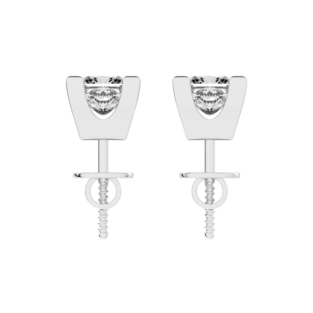 Modern Princess Cut Stud Earrings